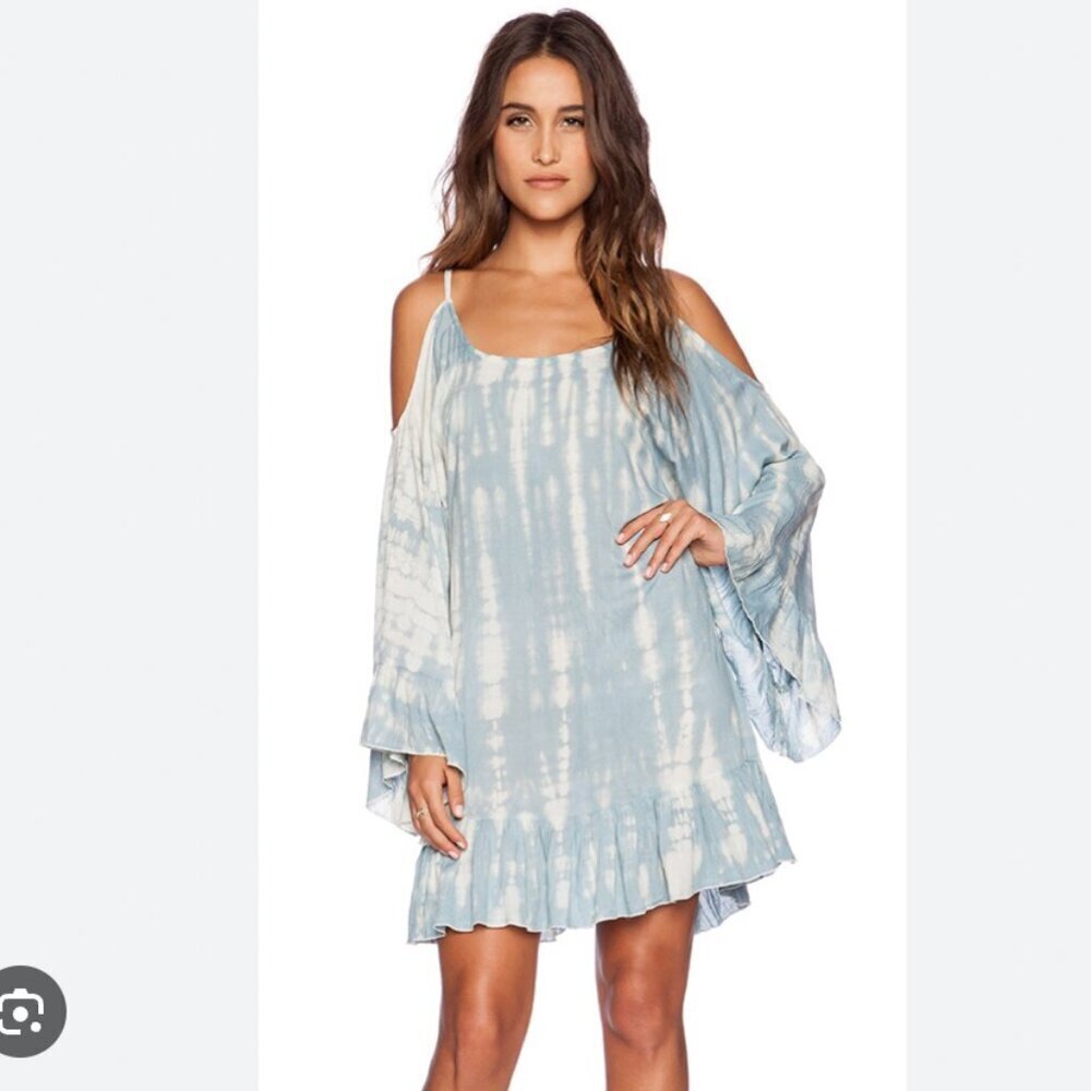 Revolve Tiare Hawaii Hana Grey Blue Smoke Tie Dye Dress Size One Size